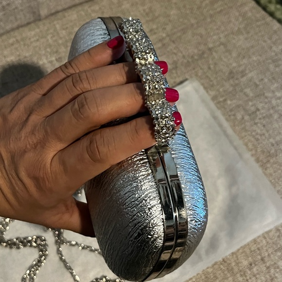Silver Clutch with chain NWOT - Picture 2 of 7